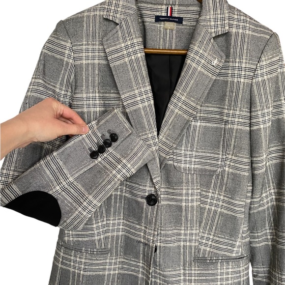 Tommy Hilfiger Women’s Plaid Blazer Suit Separate Two-Button Black Ivory Size 6 - Picture 7 of 13